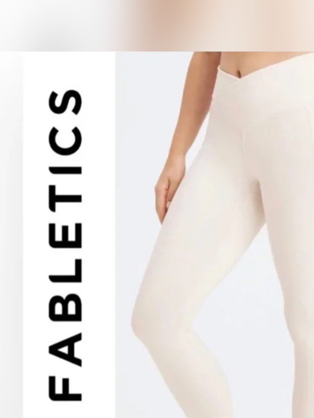Fabletics V-Waist High-Rise Leggings in Light Cream